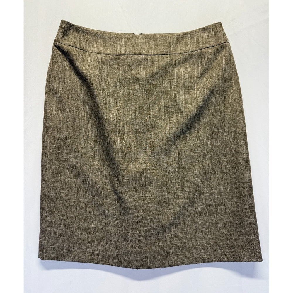 Antonio Melani Straight & Pencil Skirt Womens 10 Brown Tweed Pleated Back‎ Zip